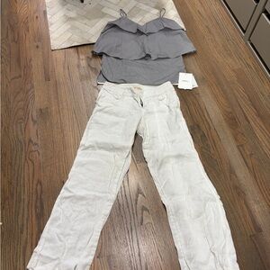 Goen J ruffled Top with linen pants Bundle